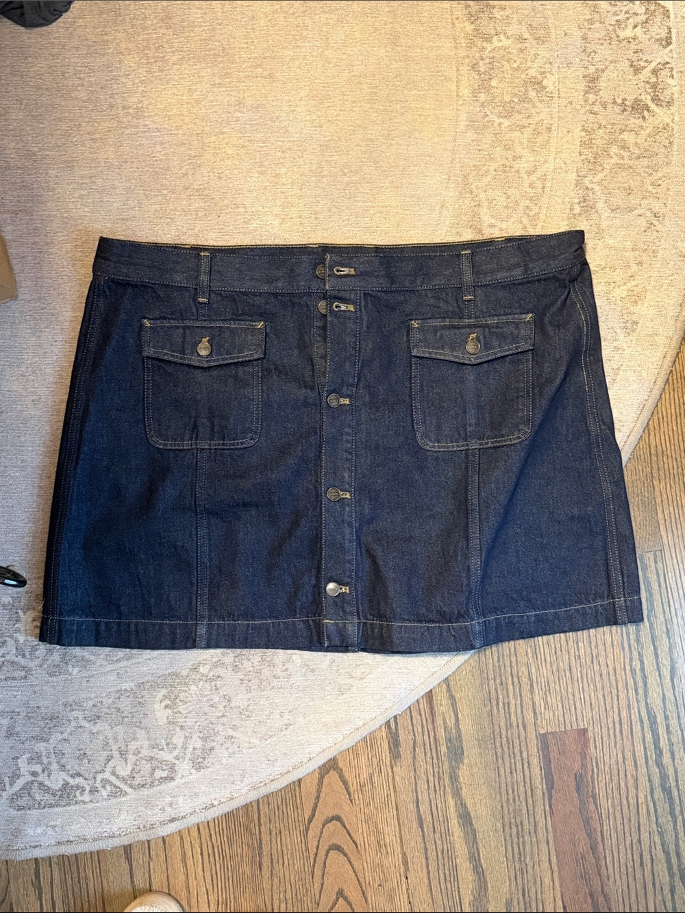 J. Crew Dark Blue Button-Front Denim Mini Skirt